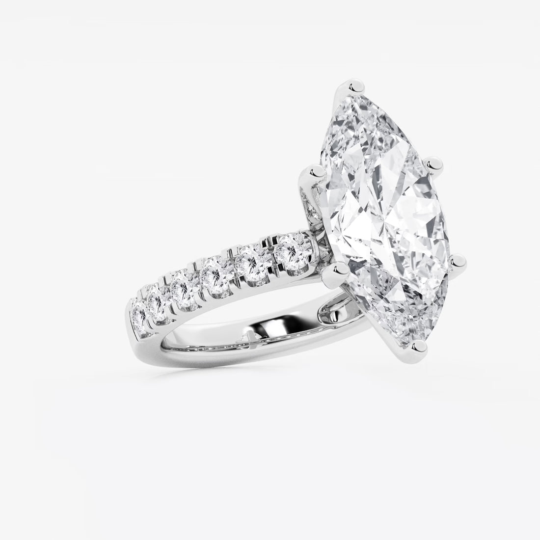Seraphine Marquise Lab-Grown Diamond Split Prong Side Accent Engagement Ring