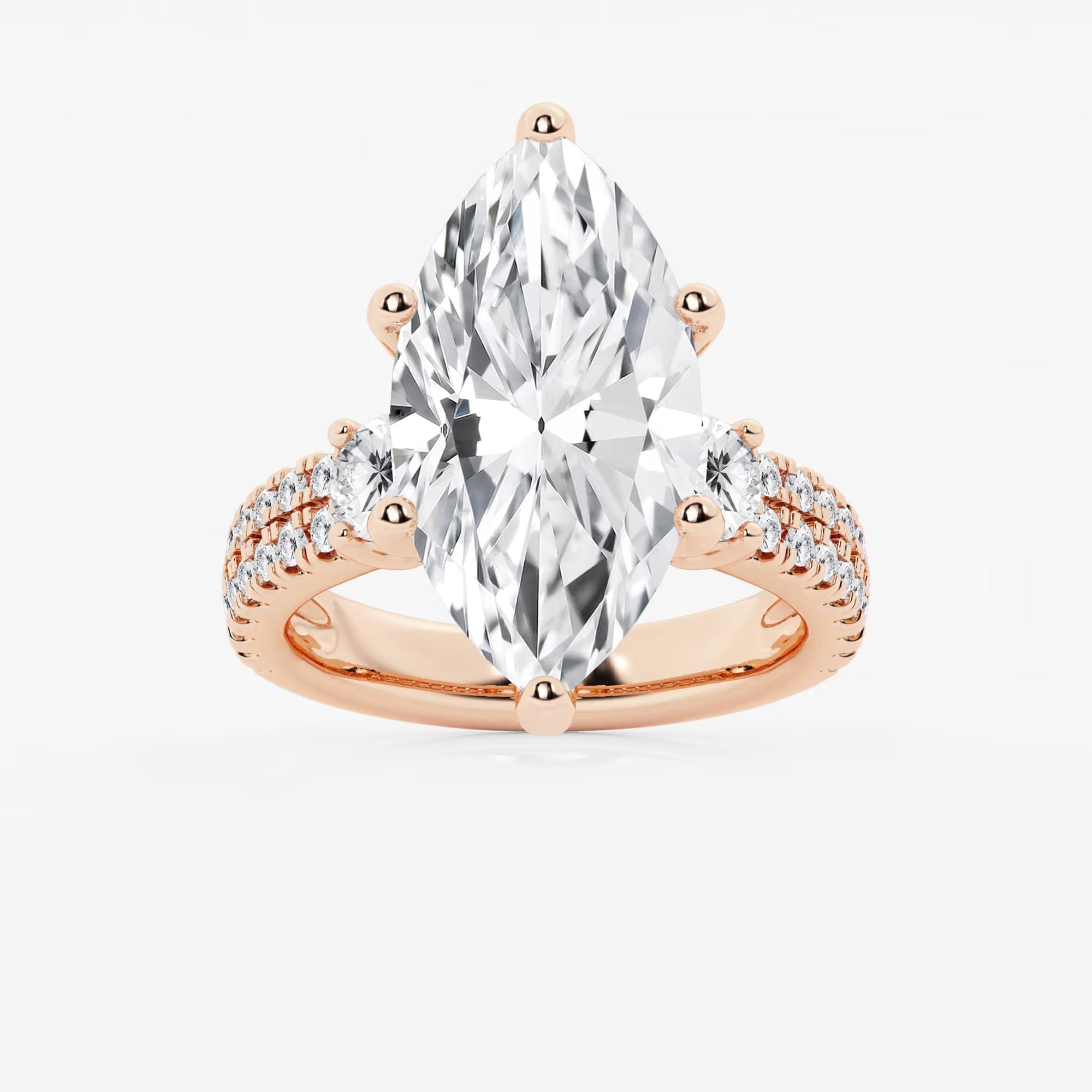 Valencia Marquise Lab-Grown Diamond Engagement Ring with Double Row Side Accents