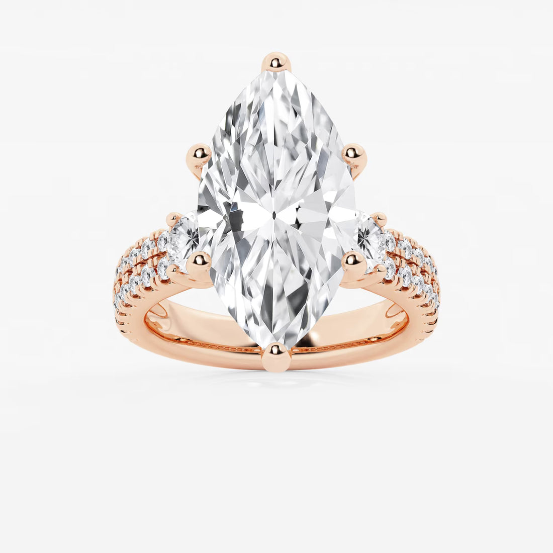 Valencia Marquise Lab-Grown Diamond Engagement Ring with Double Row Side Accents