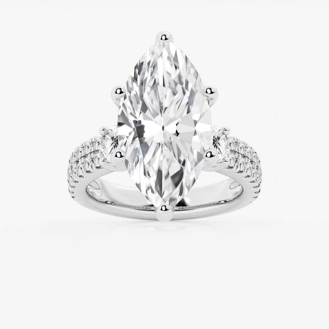 Valencia Marquise Lab-Grown Diamond Engagement Ring with Double Row Side Accents