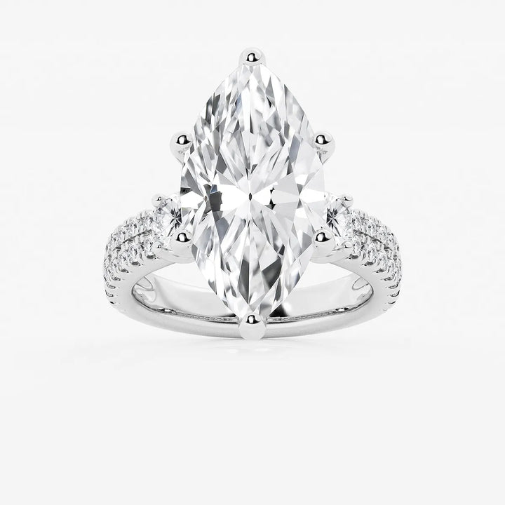 Valencia Marquise Lab-Grown Diamond Engagement Ring with Double Row Side Accents