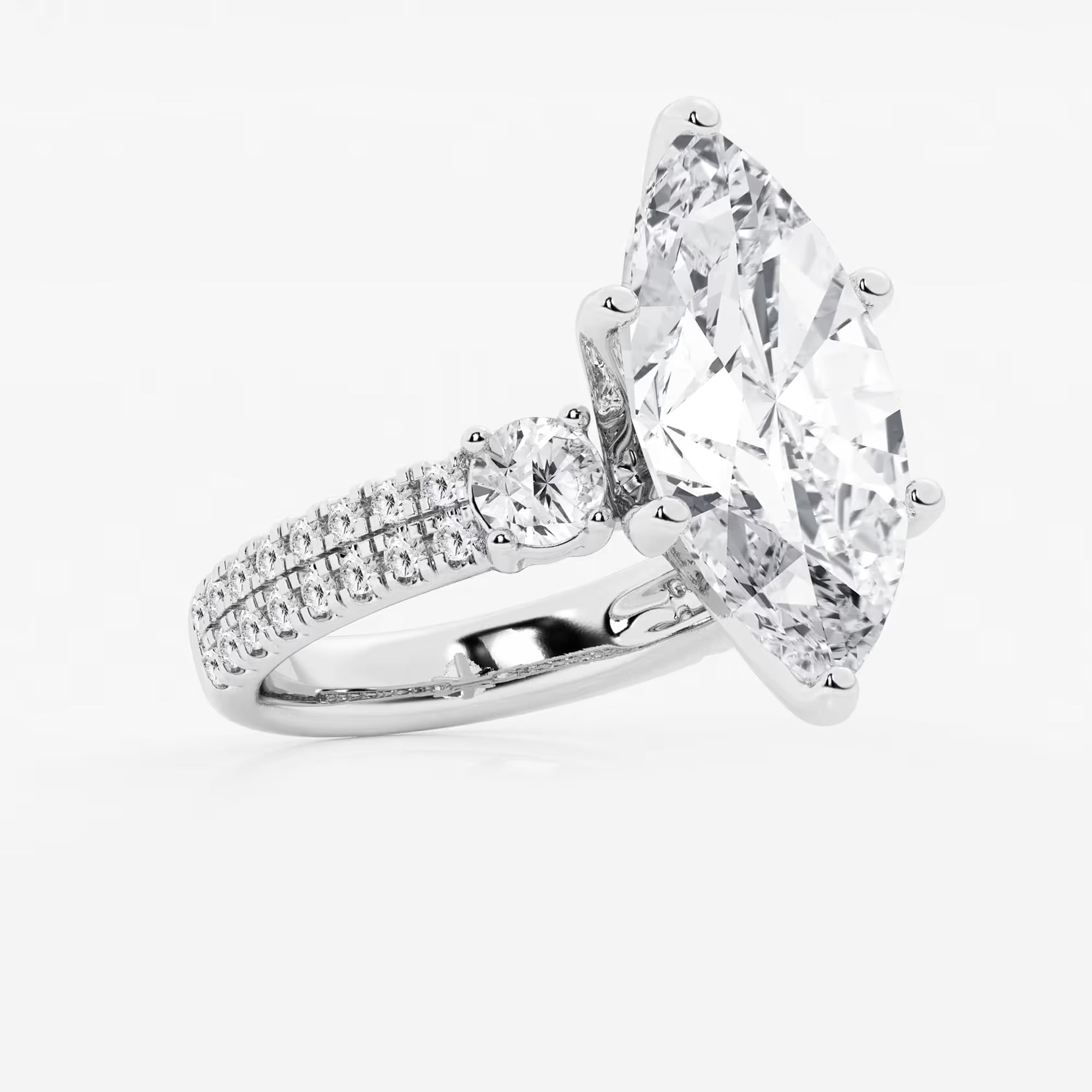 Valencia Marquise Lab-Grown Diamond Engagement Ring with Double Row Side Accents