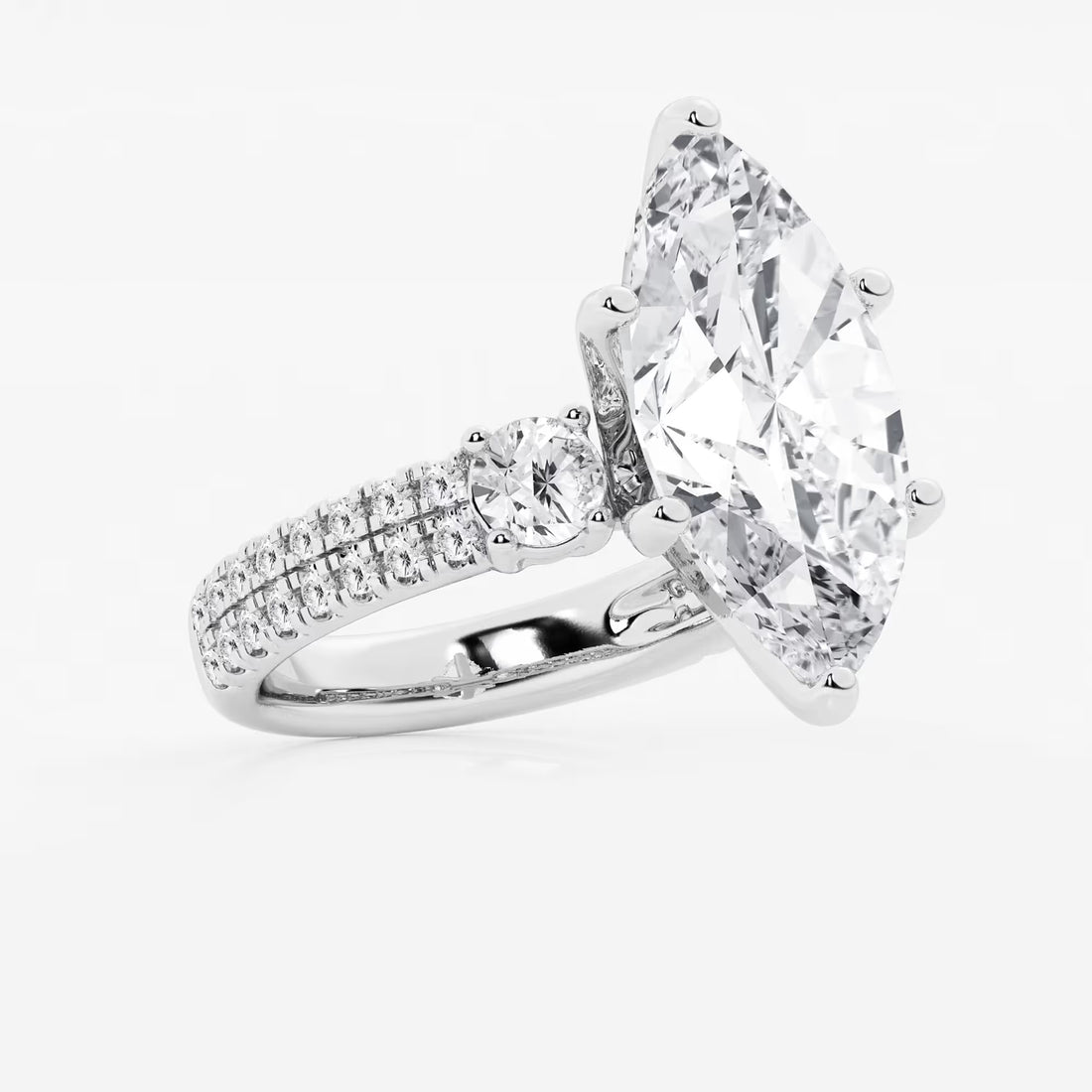 Valencia Marquise Lab-Grown Diamond Engagement Ring with Double Row Side Accents