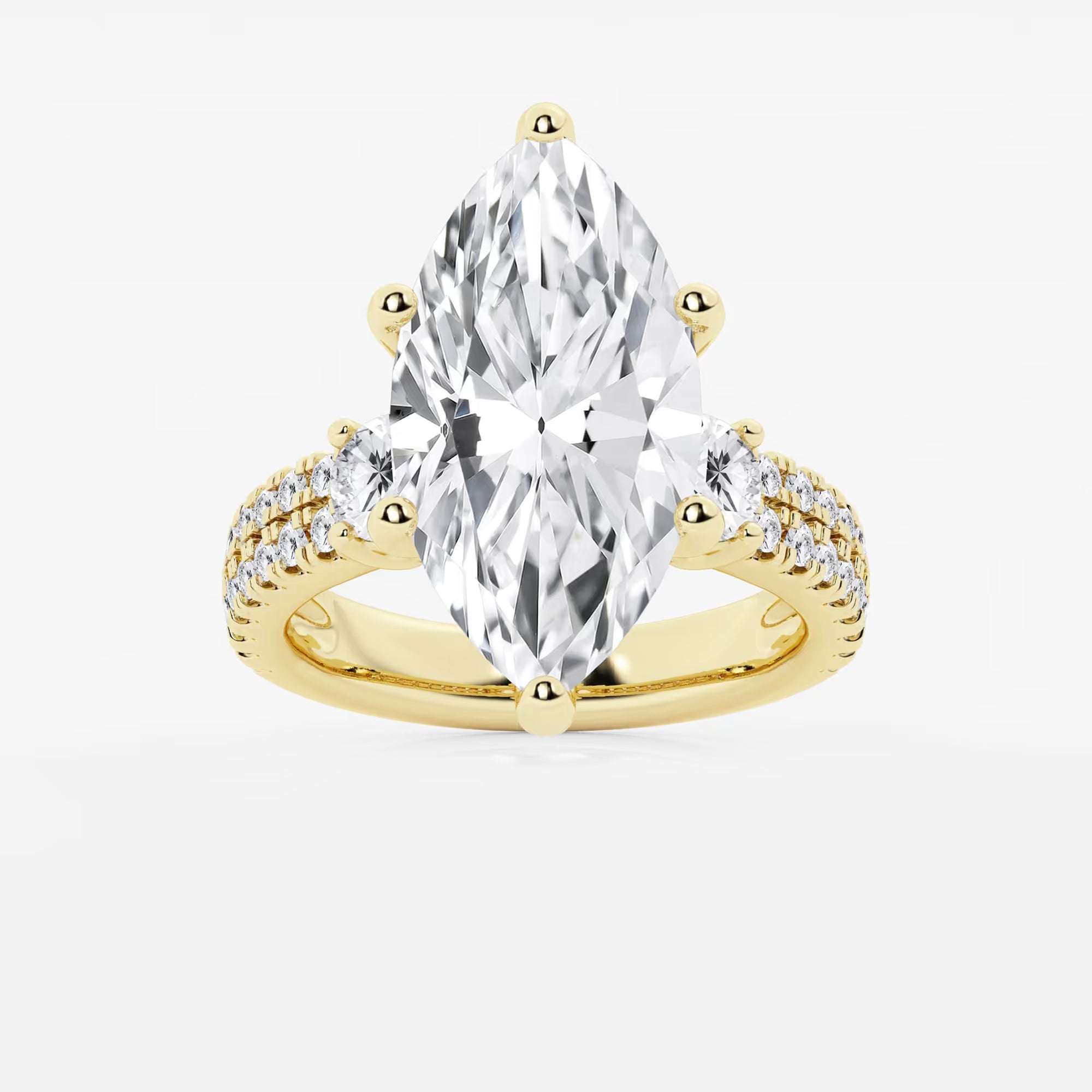 Valencia Marquise Lab-Grown Diamond Engagement Ring with Double Row Side Accents