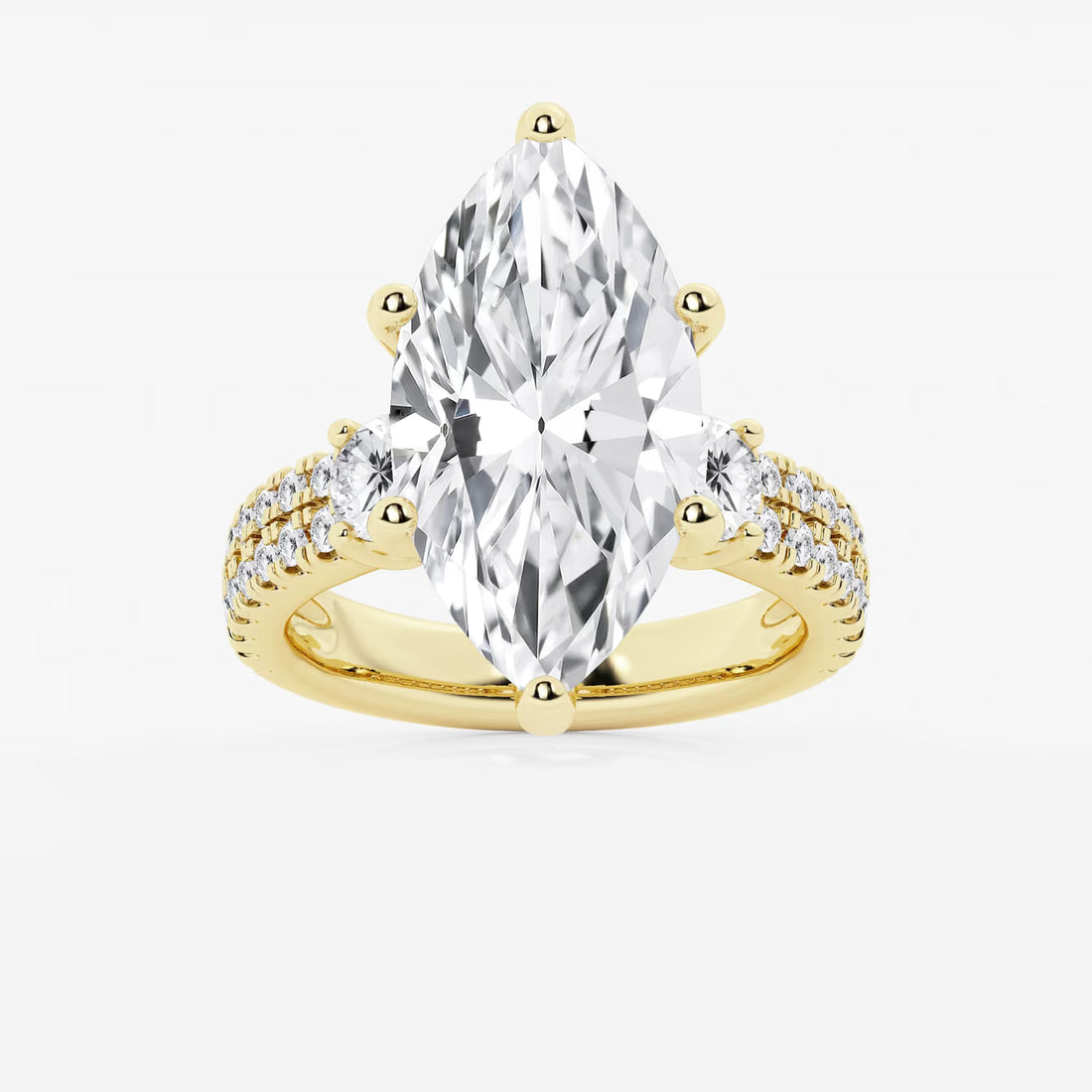 Valencia Marquise Lab-Grown Diamond Engagement Ring with Double Row Side Accents