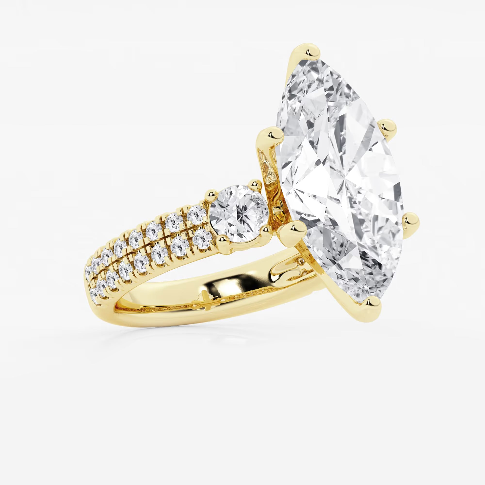Valencia Marquise Lab-Grown Diamond Engagement Ring with Double Row Side Accents