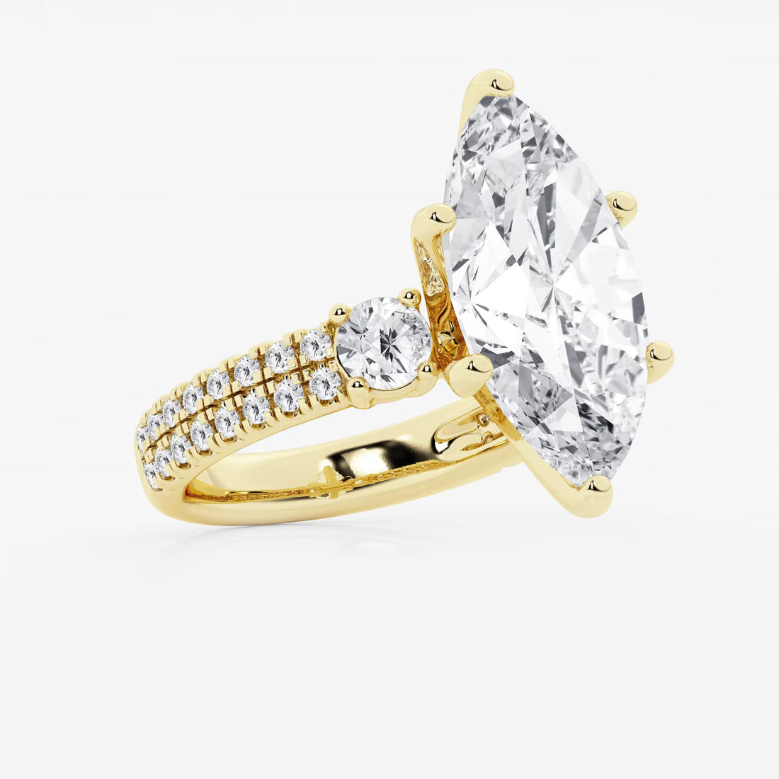 Valencia Marquise Lab-Grown Diamond Engagement Ring with Double Row Side Accents