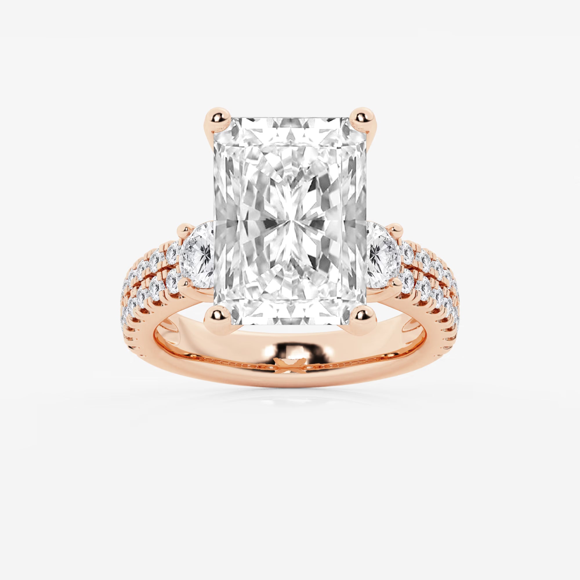 Aurelia Radiant Lab-Grown Diamond Engagement Ring with Double Row Side Accents
