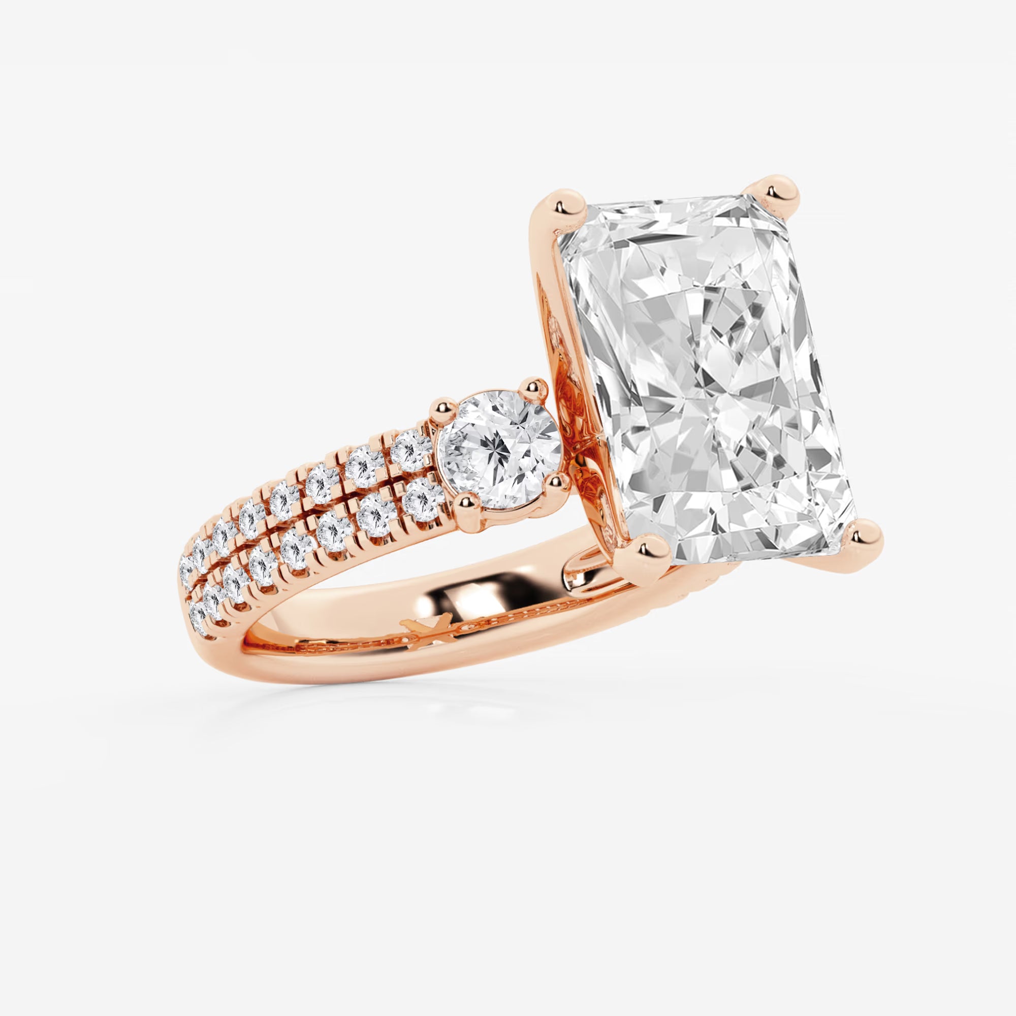 Aurelia Radiant Lab-Grown Diamond Engagement Ring with Double Row Side Accents
