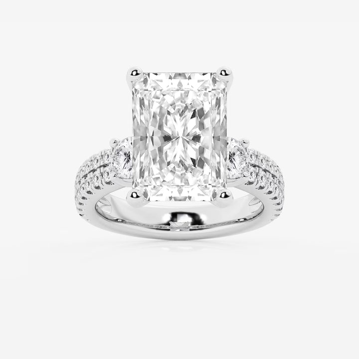 Aurelia Radiant Lab-Grown Diamond Engagement Ring with Double Row Side Accents