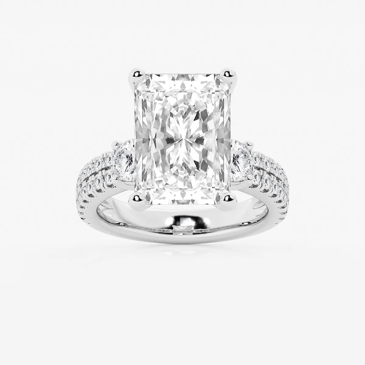 Aurelia Radiant Lab-Grown Diamond Engagement Ring with Double Row Side Accents