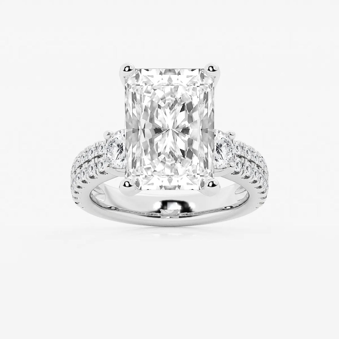 Aurelia Radiant Lab-Grown Diamond Engagement Ring with Double Row Side Accents