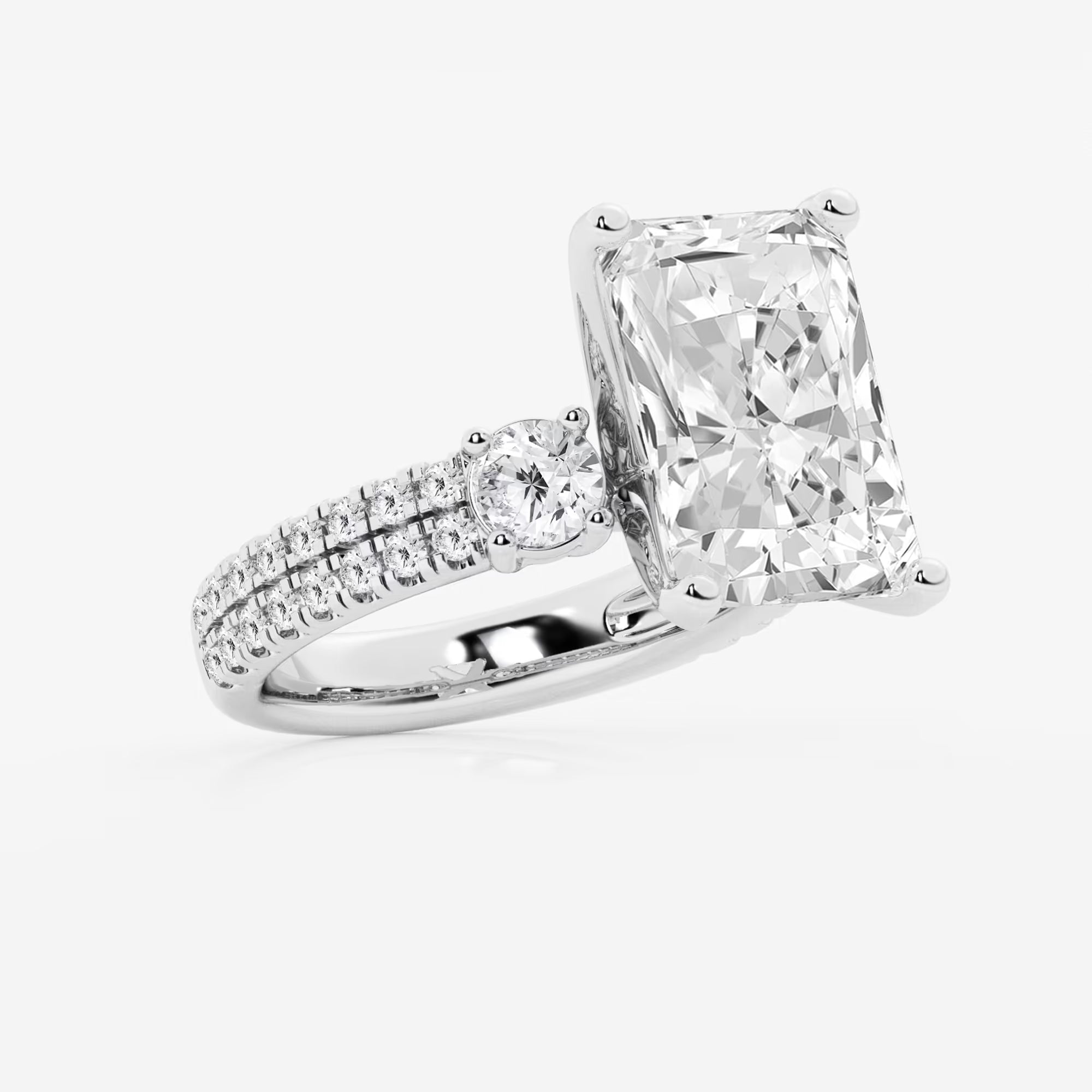 Aurelia Radiant Lab-Grown Diamond Engagement Ring with Double Row Side Accents