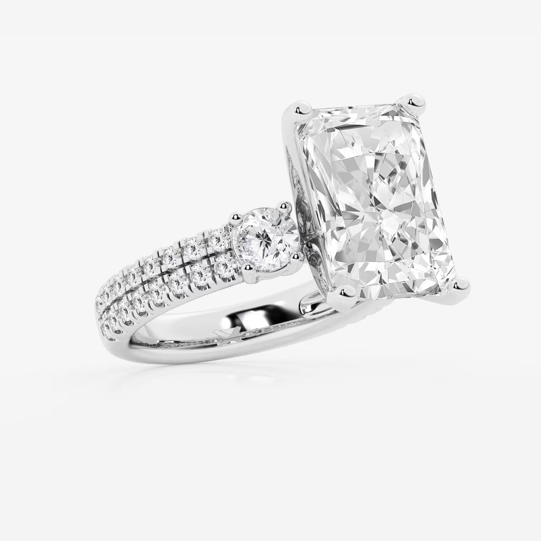 Aurelia Radiant Lab-Grown Diamond Engagement Ring with Double Row Side Accents