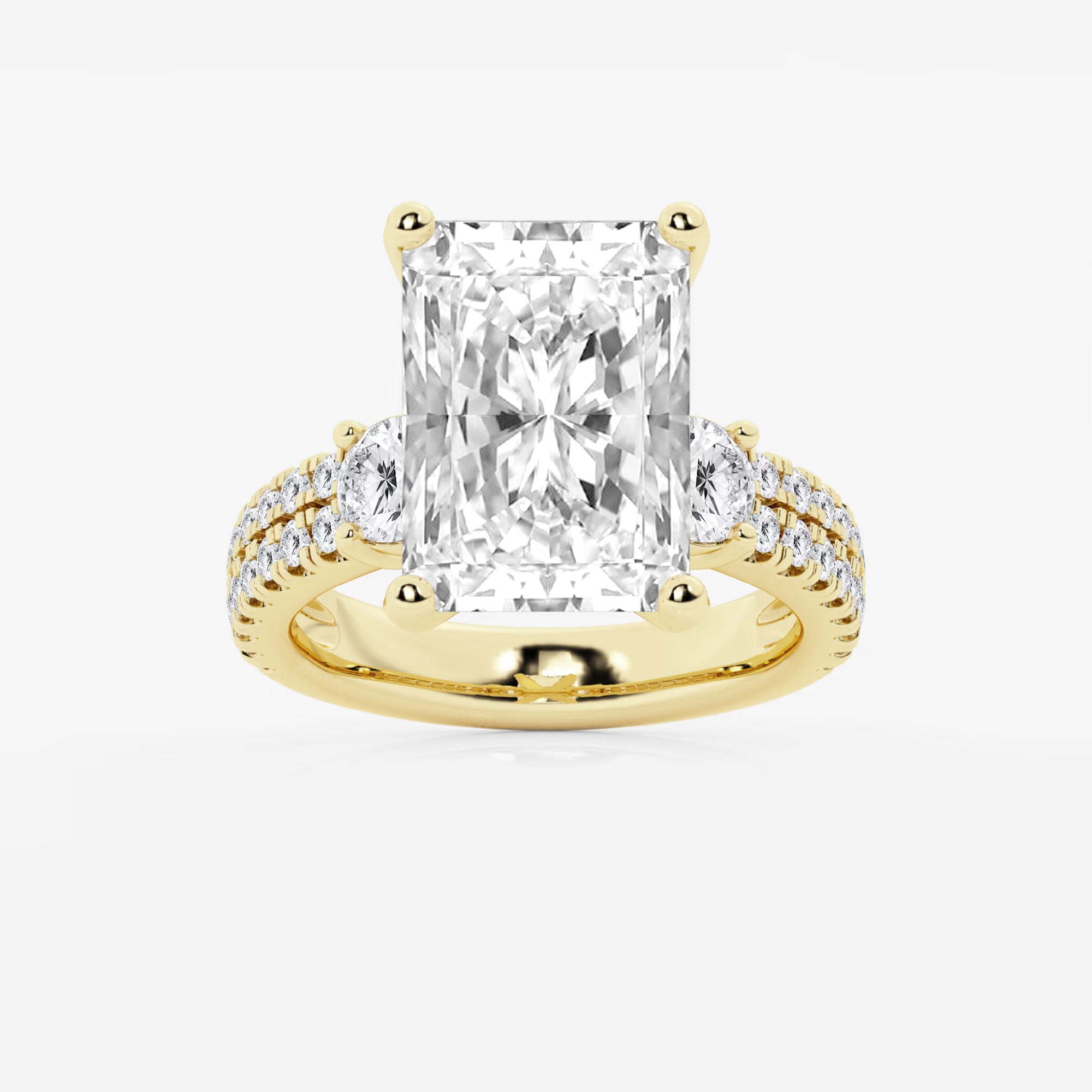 Aurelia Radiant Lab-Grown Diamond Engagement Ring with Double Row Side Accents