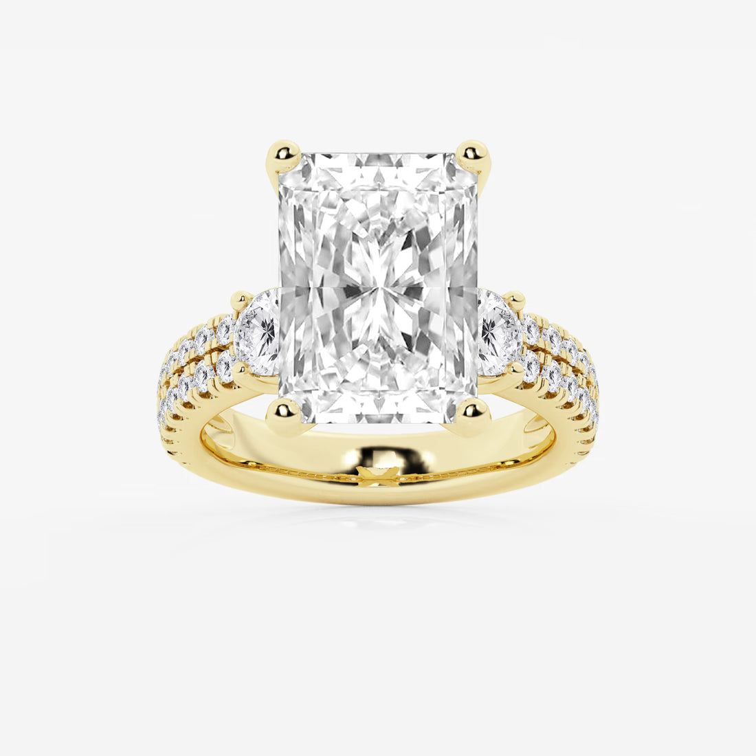 Aurelia Radiant Lab-Grown Diamond Engagement Ring with Double Row Side Accents