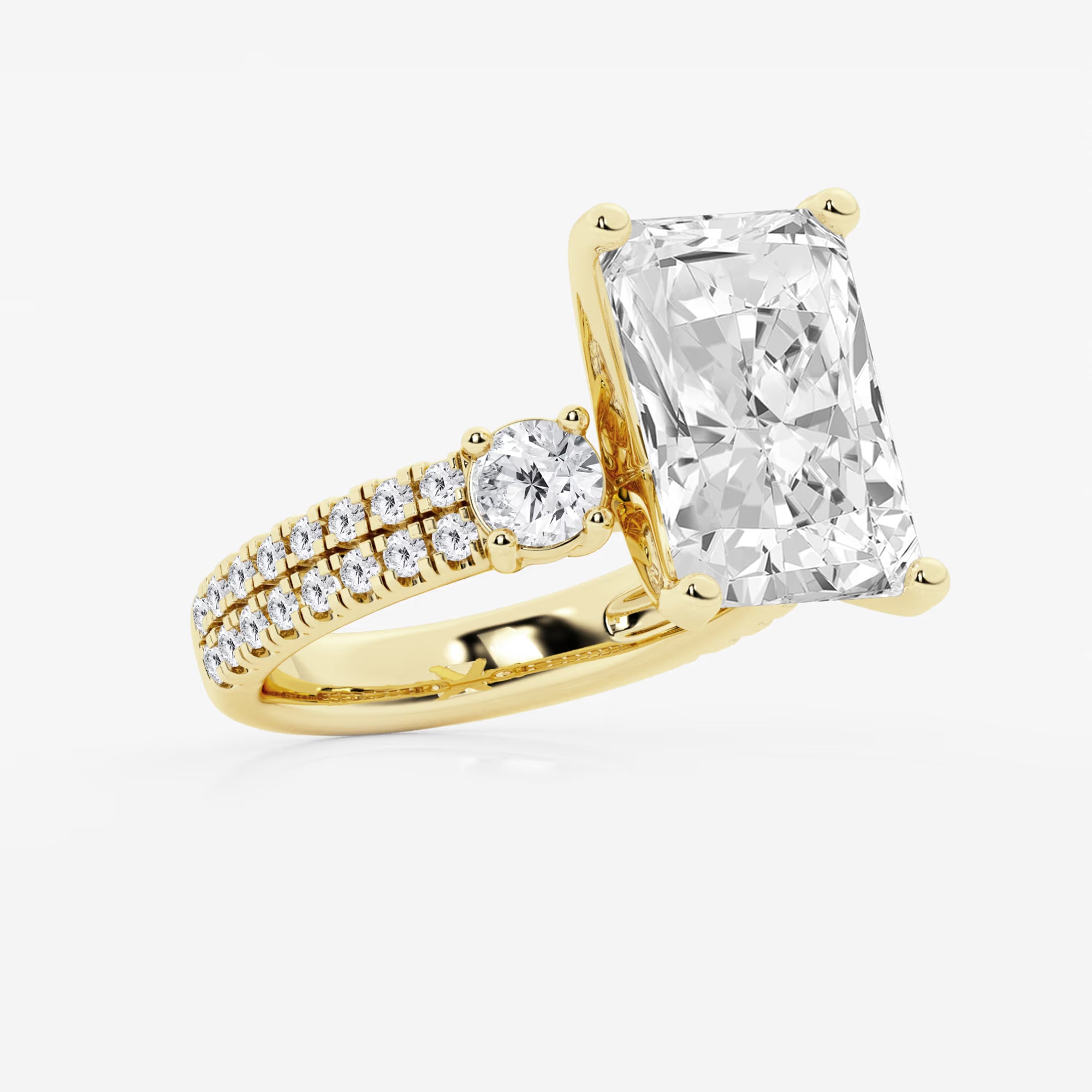 Aurelia Radiant Lab-Grown Diamond Engagement Ring with Double Row Side Accents