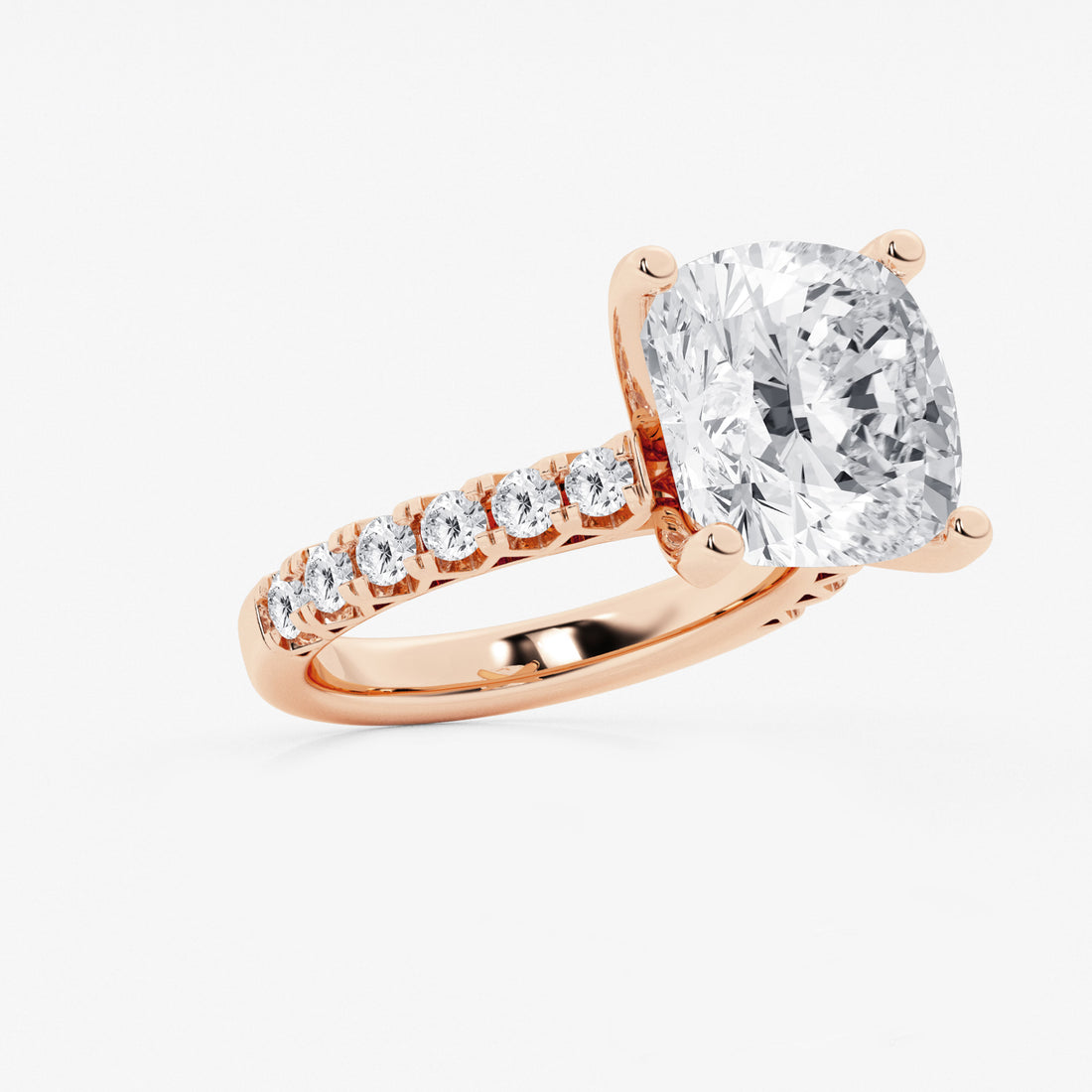 Cushion Lab Grown Diamond Royal Crown Halo Engagement Ring
