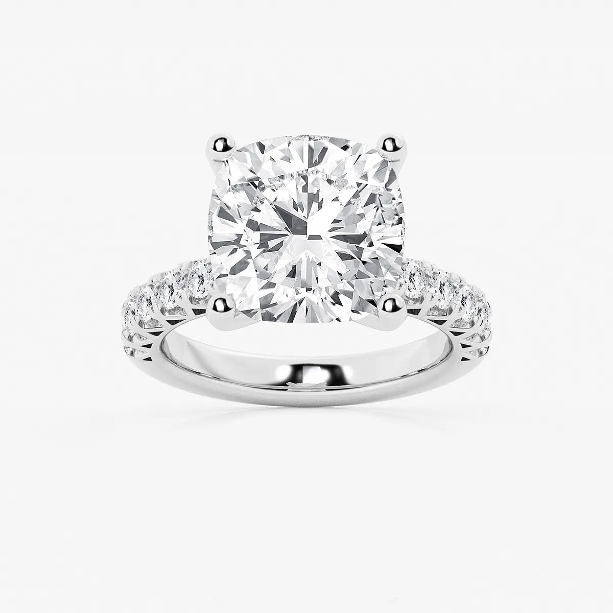 Cushion Lab Grown Diamond Royal Crown Halo Engagement Ring