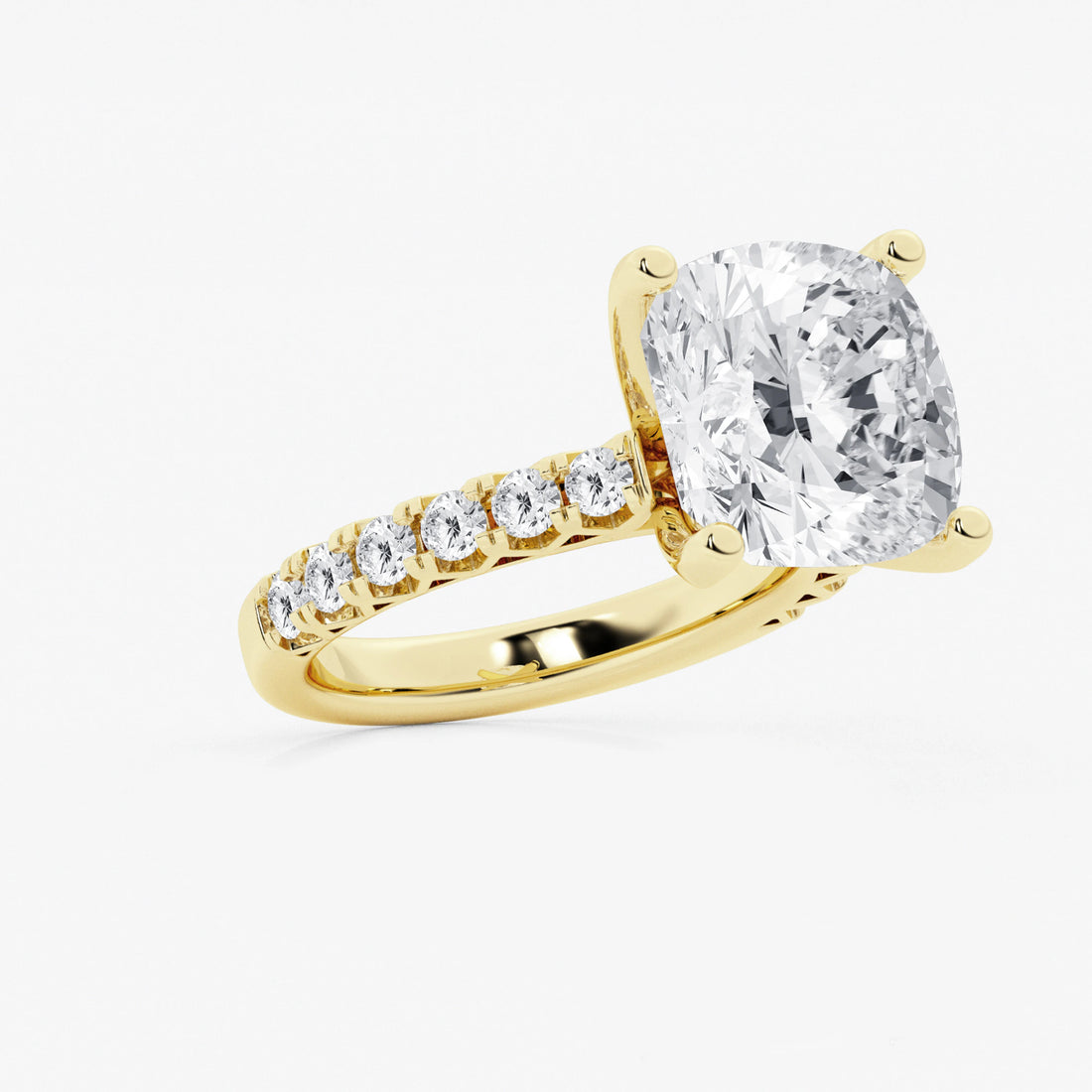 Cushion Lab Grown Diamond Royal Crown Halo Engagement Ring
