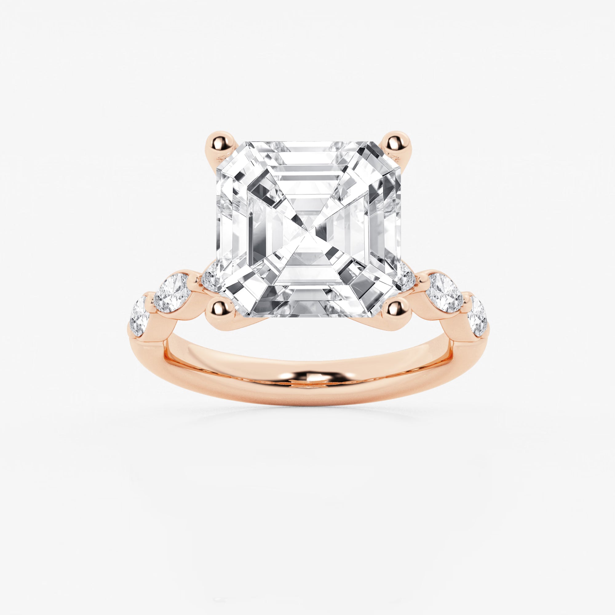 Celestia Asscher Diamond Engagement Ring with Marquise Accents