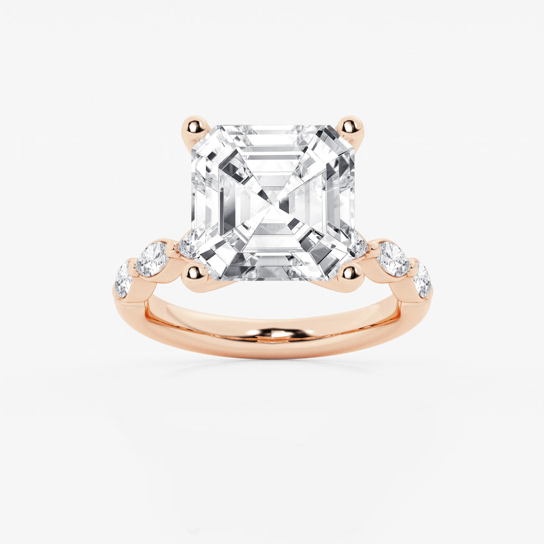Celestia Asscher Diamond Engagement Ring with Marquise Accents