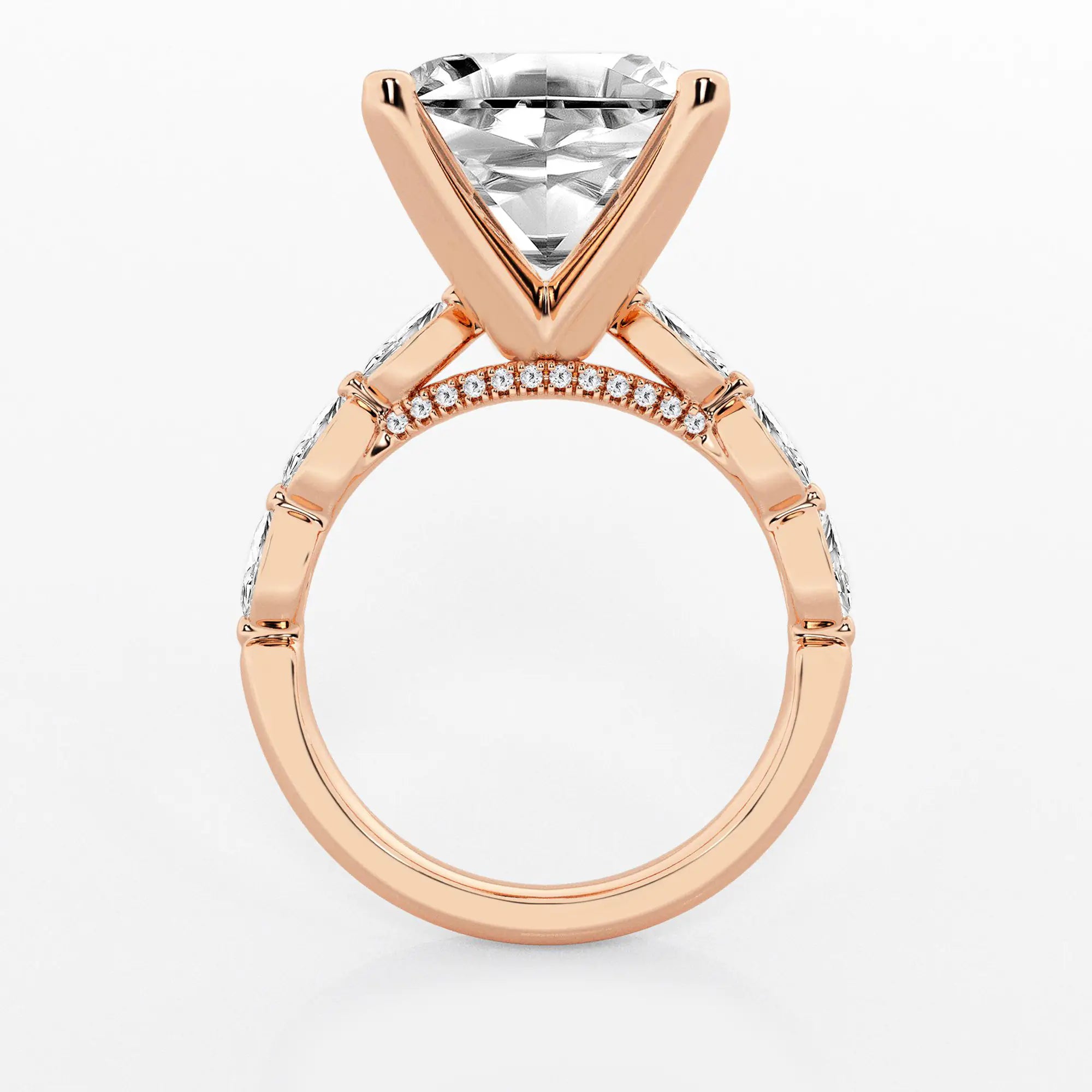 Celestia Asscher Diamond Engagement Ring with Marquise Accents