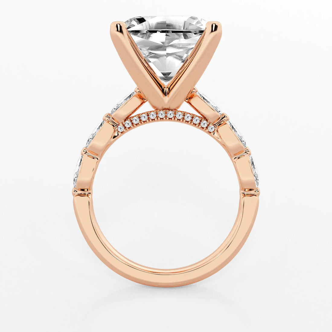Celestia Asscher Diamond Engagement Ring with Marquise Accents