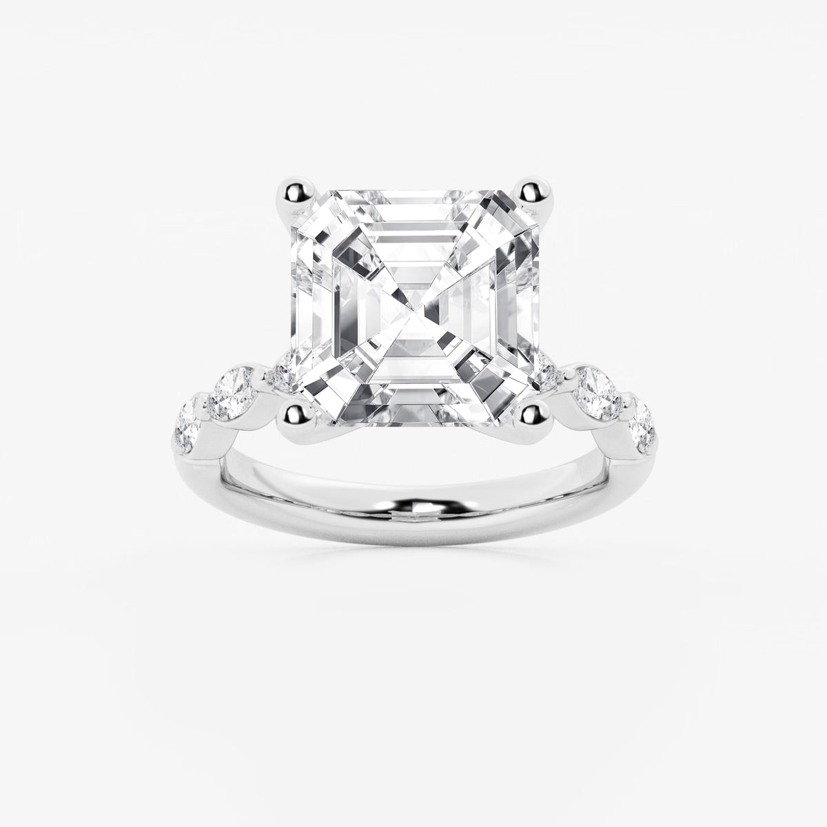 Celestia Asscher Diamond Engagement Ring with Marquise Accents
