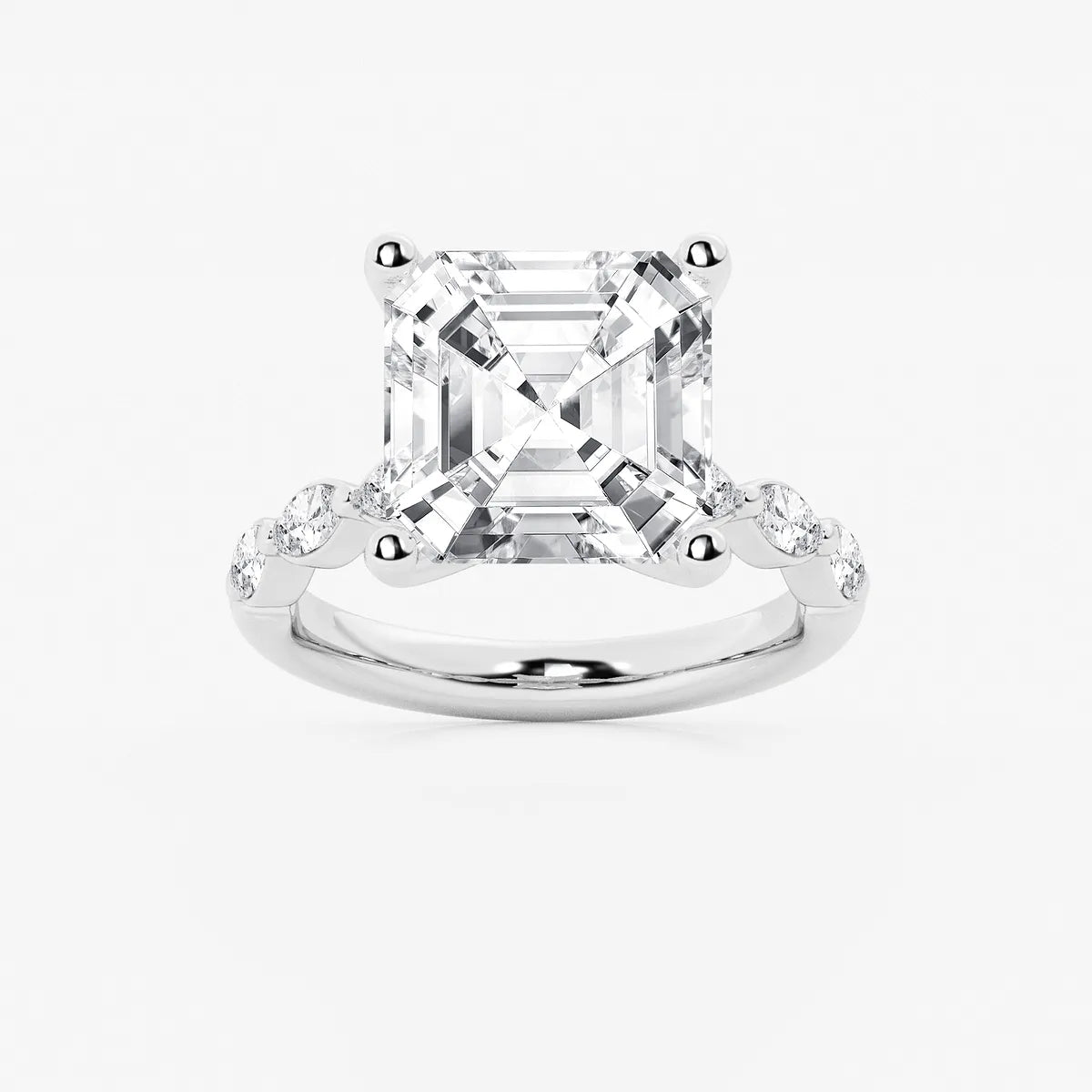 Celestia Asscher Diamond Engagement Ring with Marquise Accents