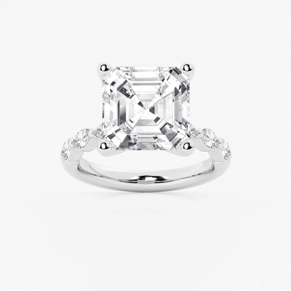 Celestia Asscher Diamond Engagement Ring with Marquise Accents