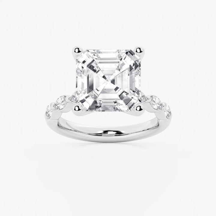 Celestia Asscher Diamond Engagement Ring with Marquise Accents