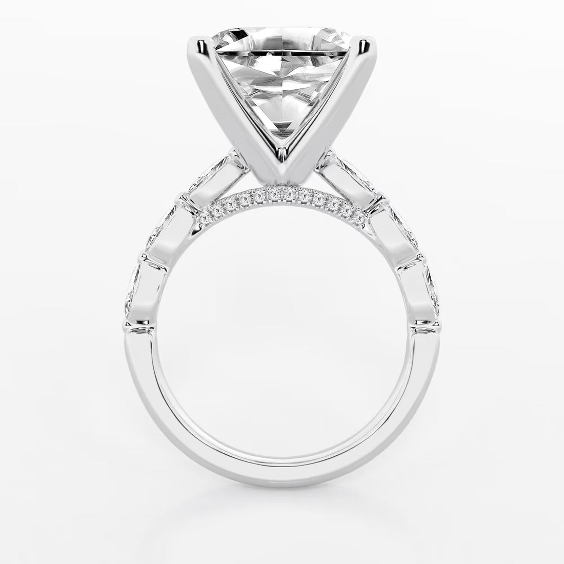 Celestia Asscher Diamond Engagement Ring with Marquise Accents