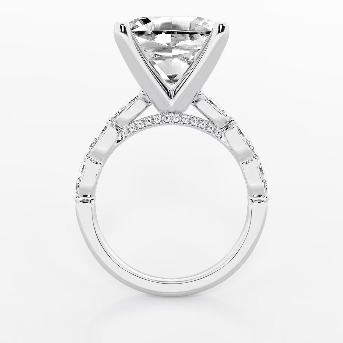 Celestia Asscher Diamond Engagement Ring with Marquise Accents