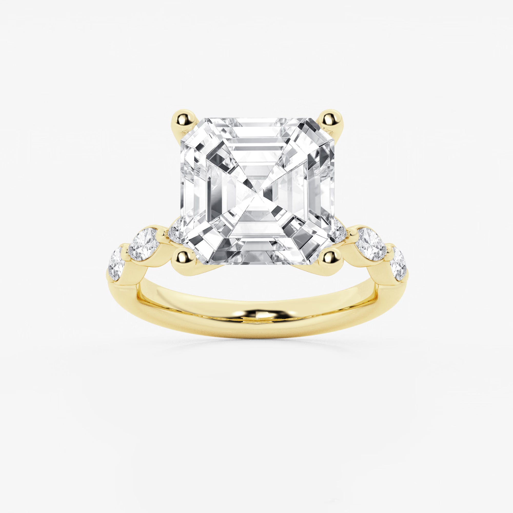 Celestia Asscher Diamond Engagement Ring with Marquise Accents