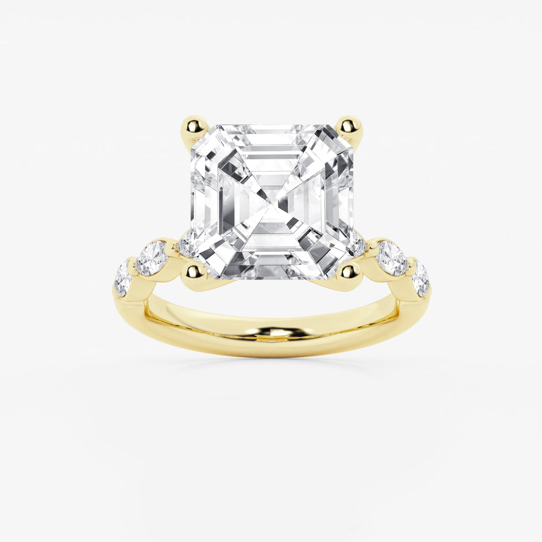 Celestia Asscher Diamond Engagement Ring with Marquise Accents