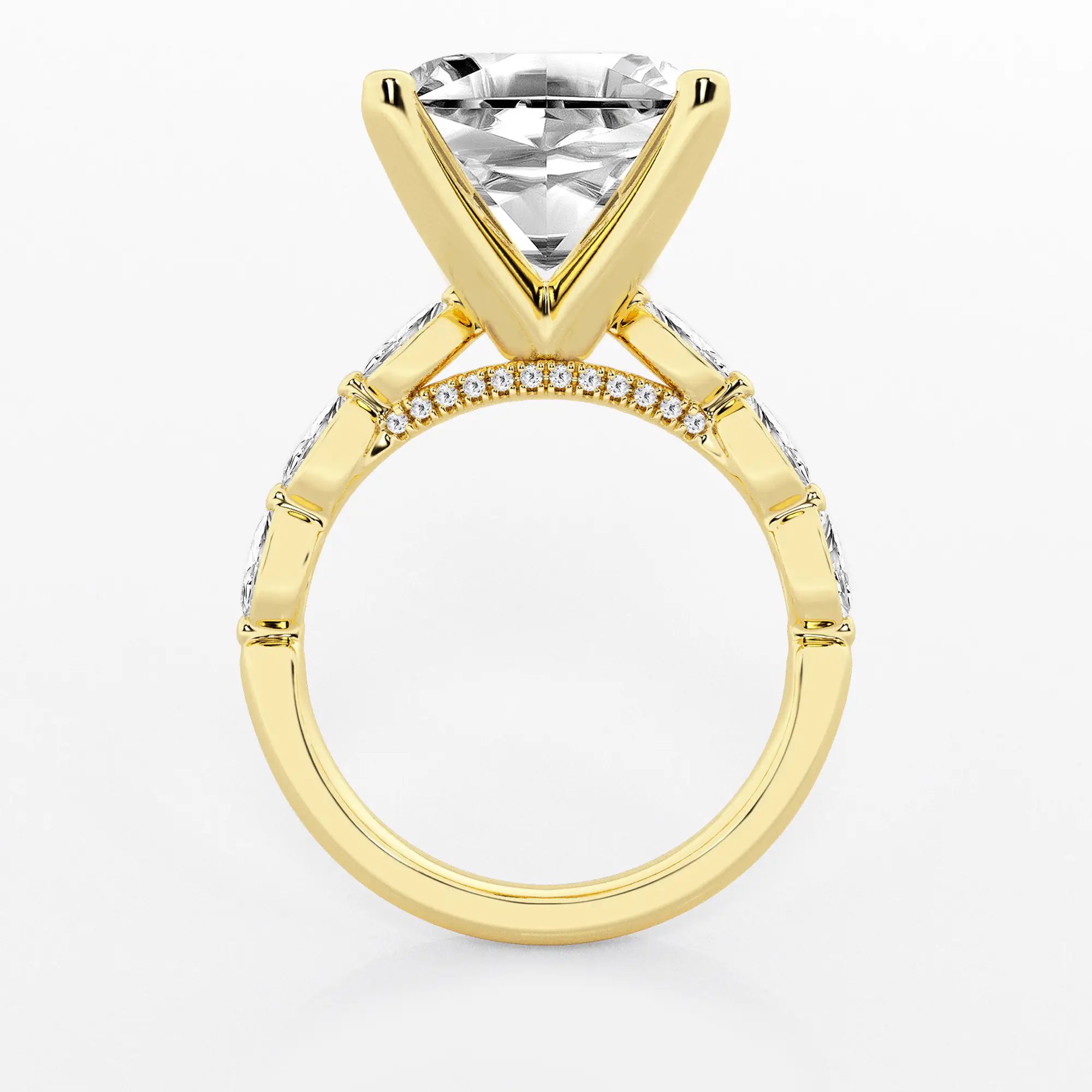 Celestia Asscher Diamond Engagement Ring with Marquise Accents