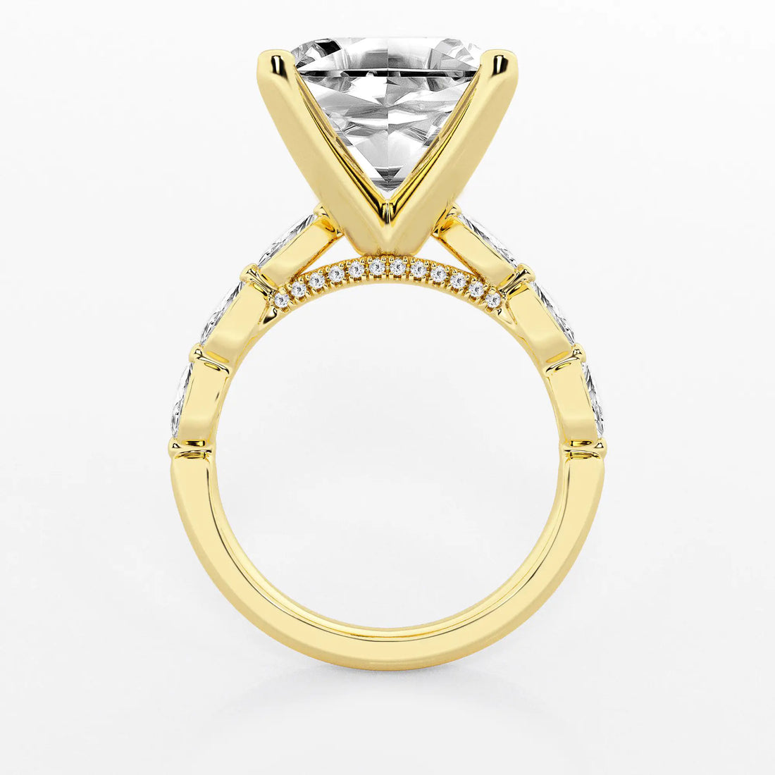 Celestia Asscher Diamond Engagement Ring with Marquise Accents