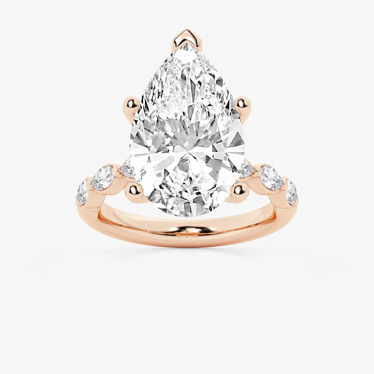 Pear Lab Grown Diamond Station Engagement Ring