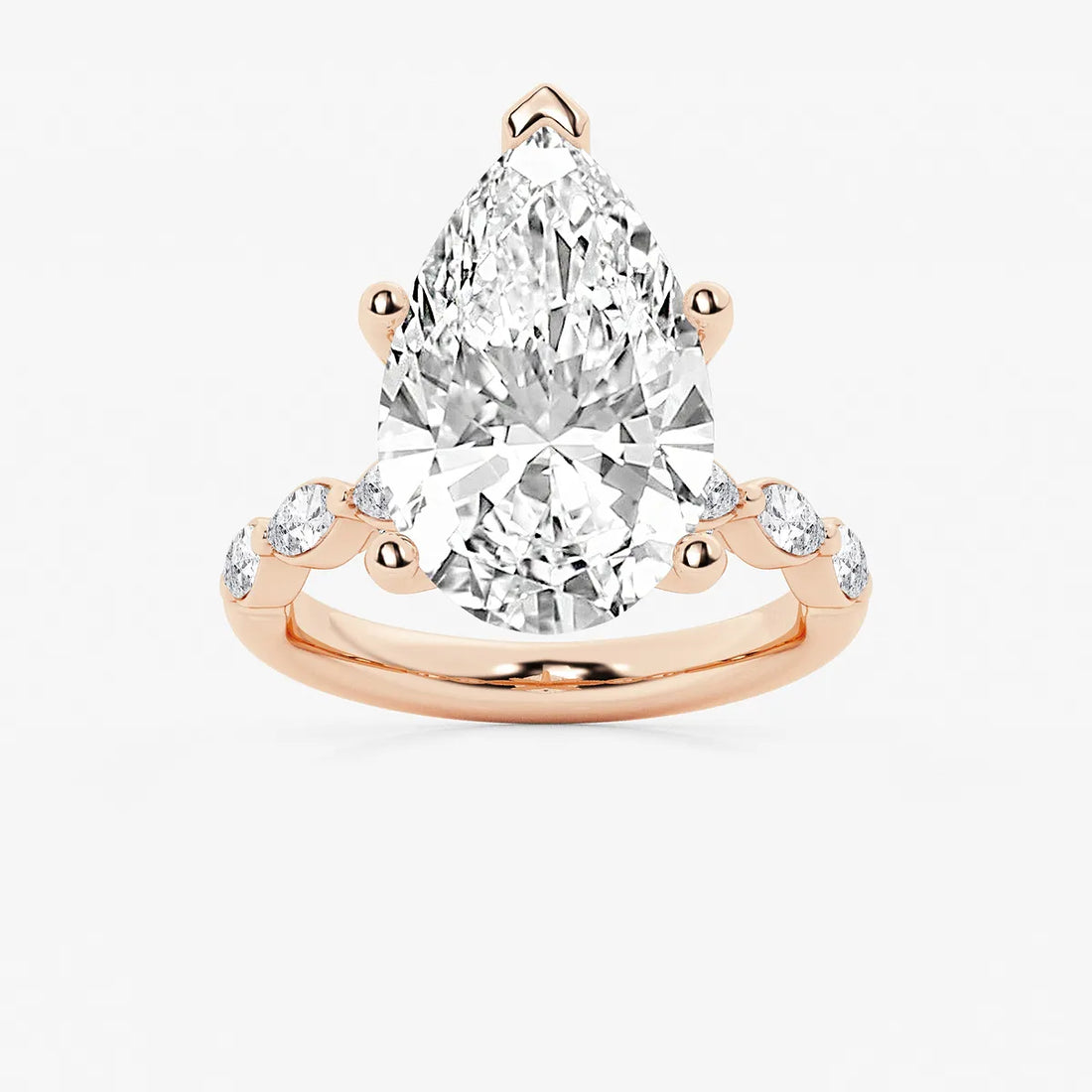 Pear Lab Grown Diamond Station Engagement Ring