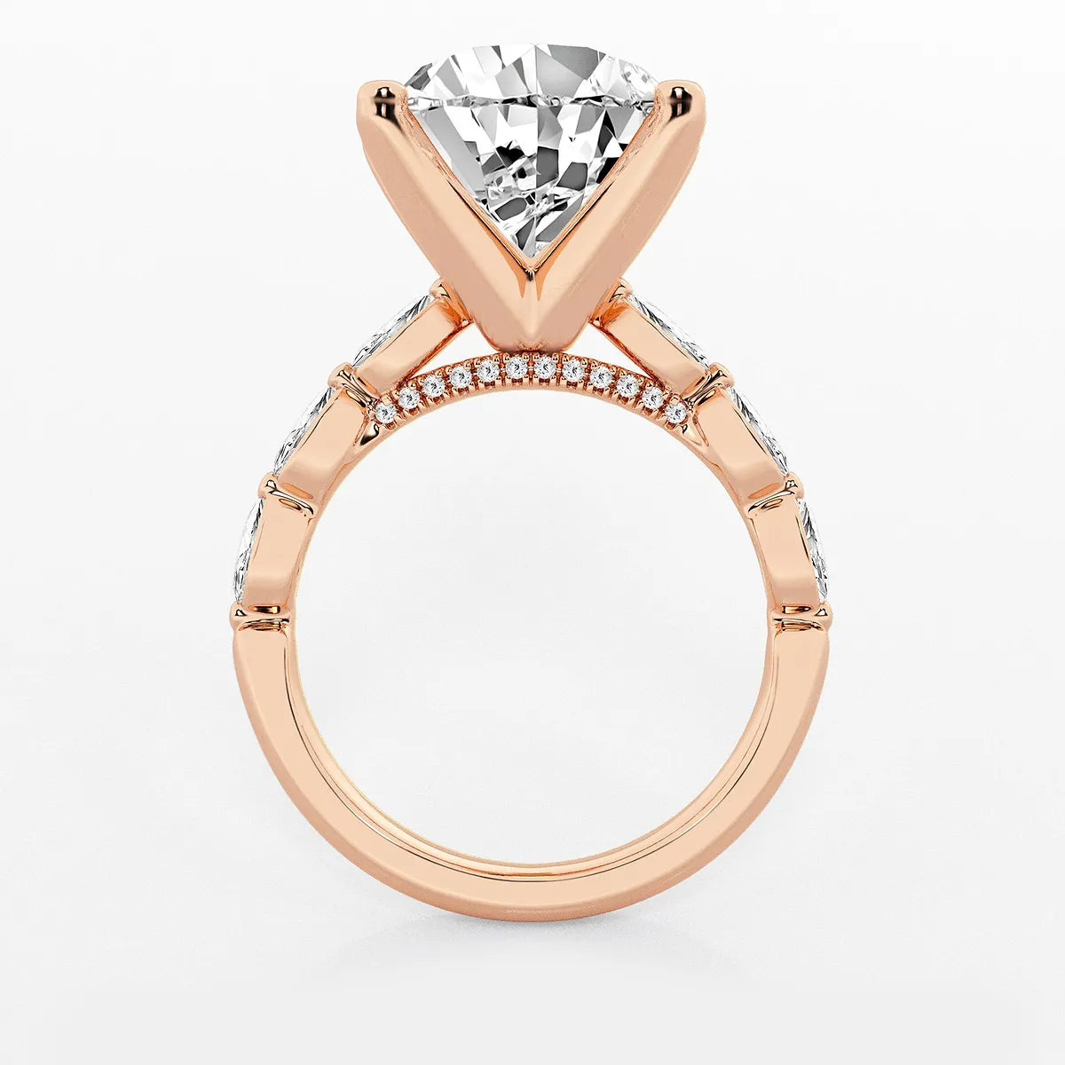 Pear Lab Grown Diamond Station Engagement Ring