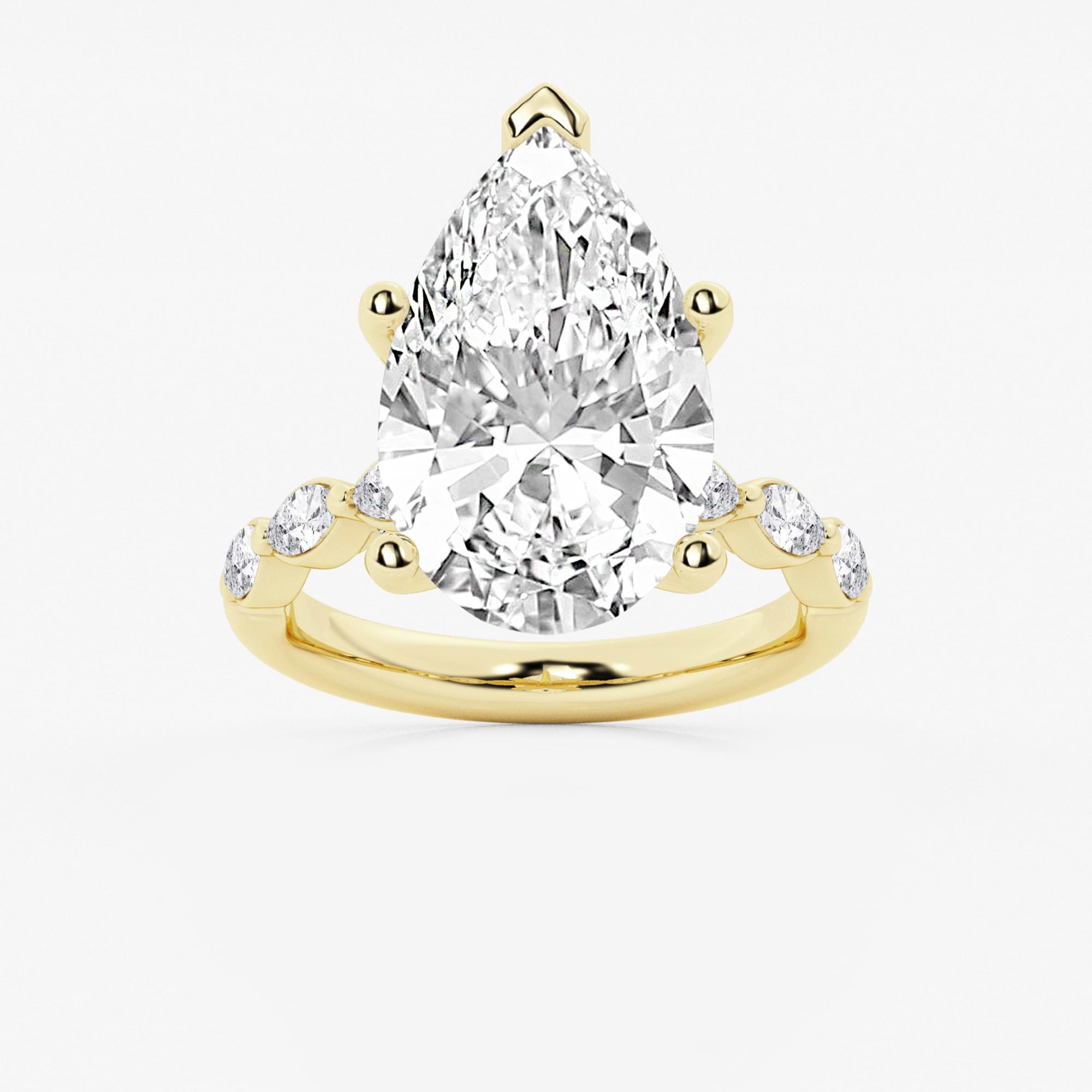 Pear Lab Grown Diamond Station Engagement Ring