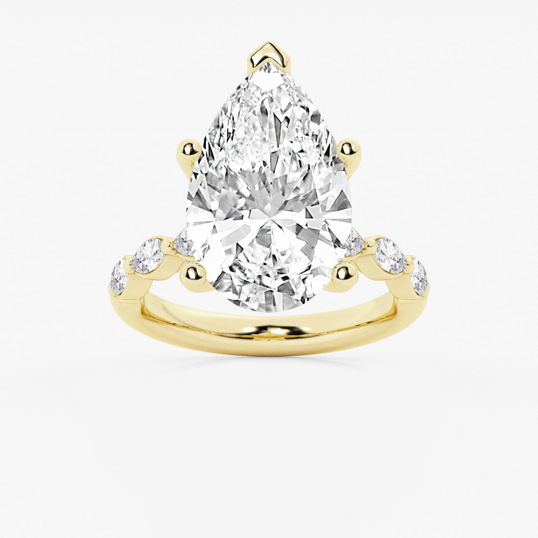 Pear Lab Grown Diamond Station Engagement Ring