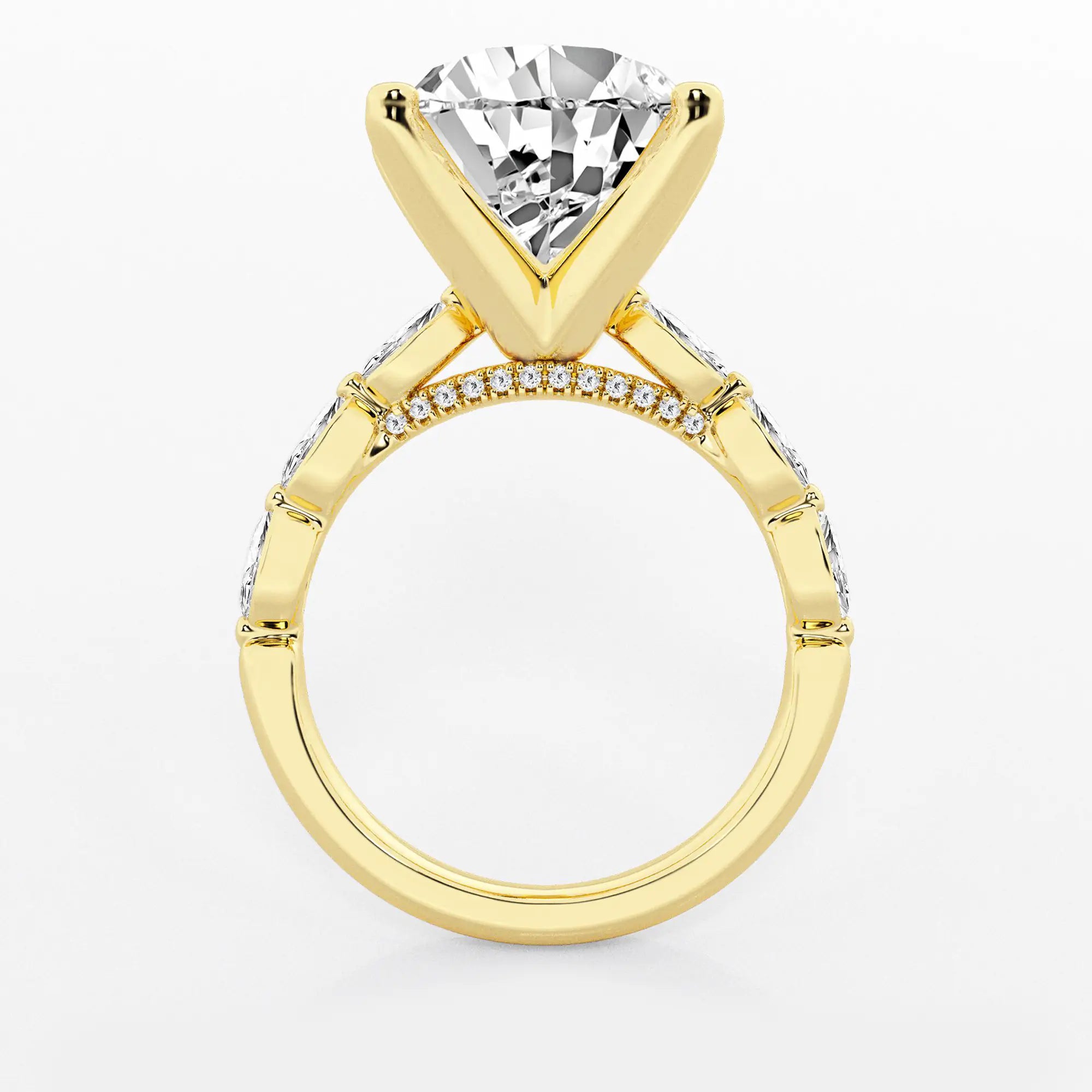 Pear Lab Grown Diamond Station Engagement Ring