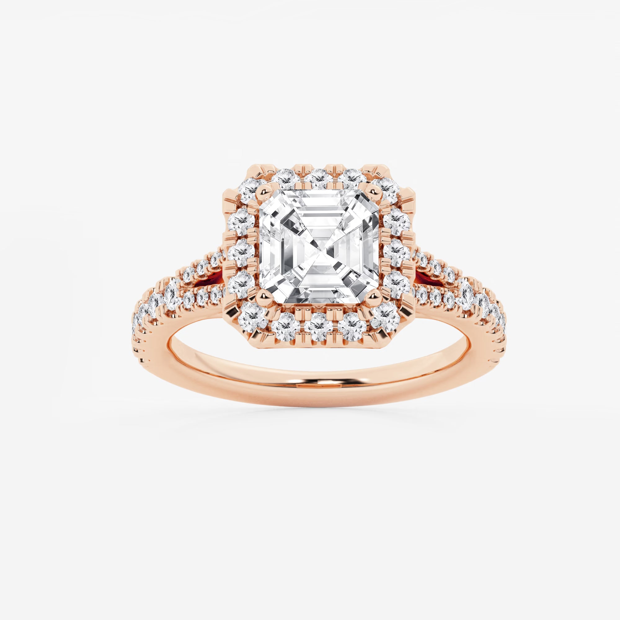 Lunaria Asscher Diamond Split Shank Halo Engagement Ring