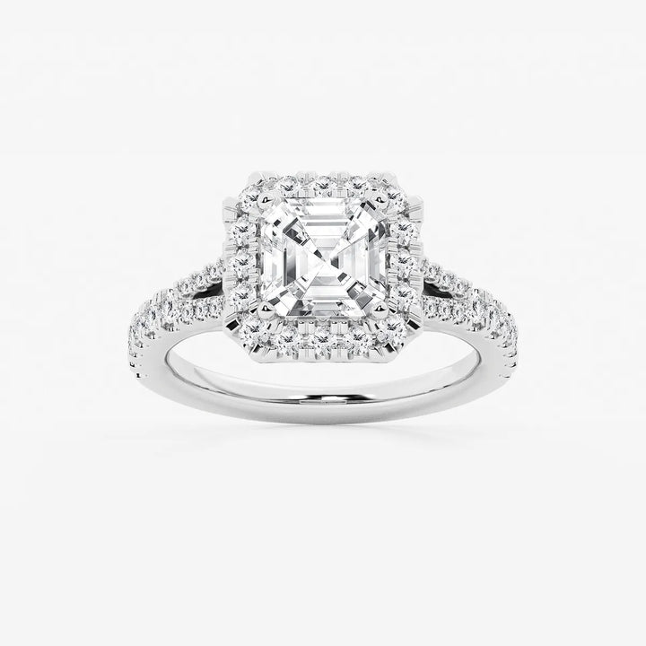 Lunaria Asscher Diamond Split Shank Halo Engagement Ring