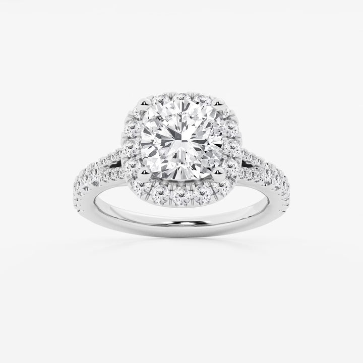 Cushion Lab Grown Diamond Split Shank Halo Engagement Ring