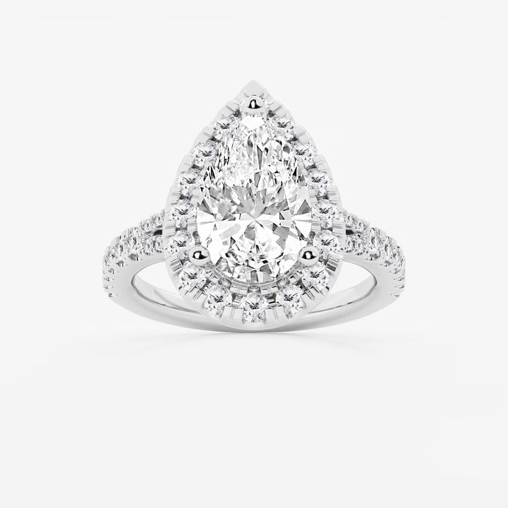Pear Lab Grown Diamond Split Shank Halo Engagement Ring