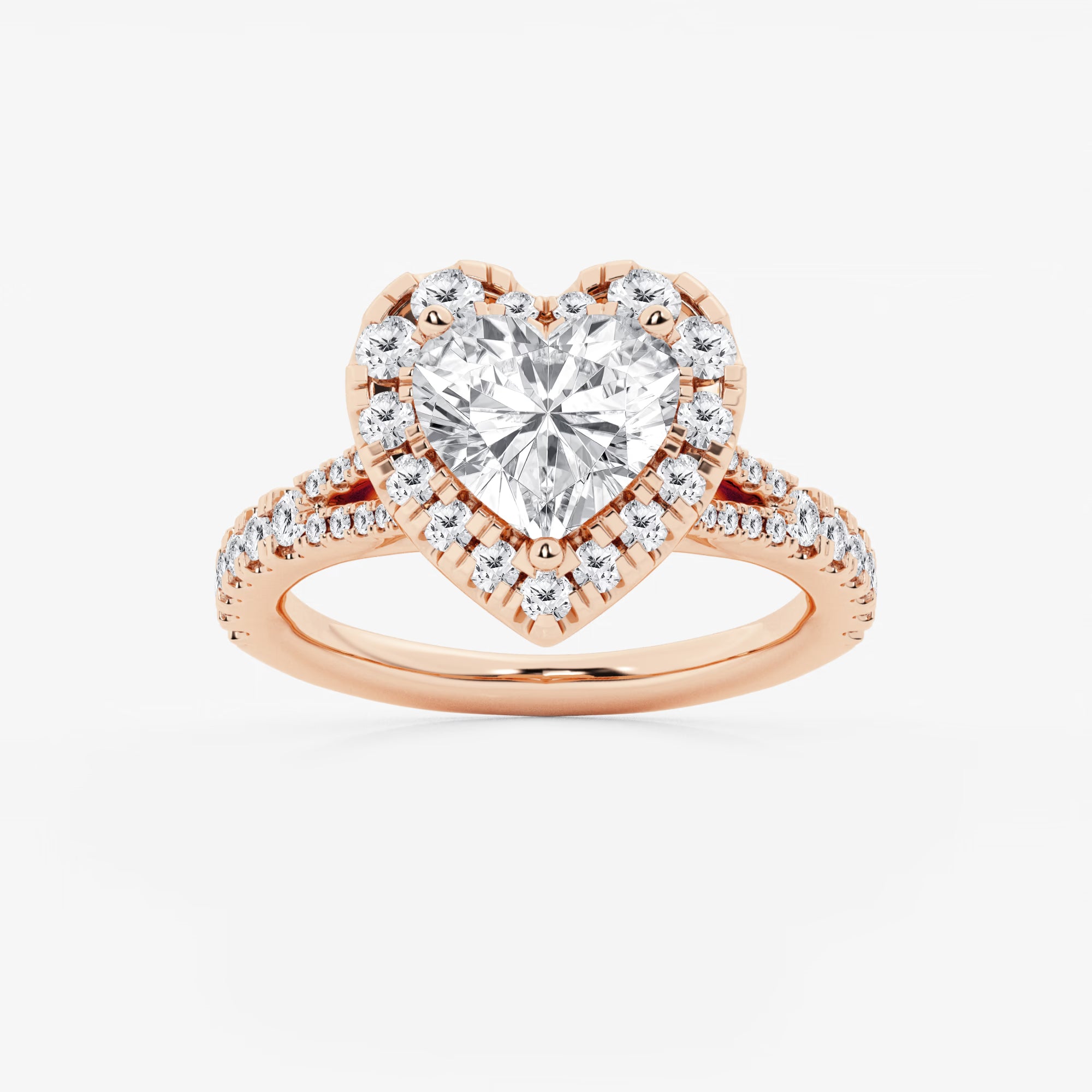 Amorette Halo Heart Cut Lab-Grown Diamond Split Shank Engagement Ring