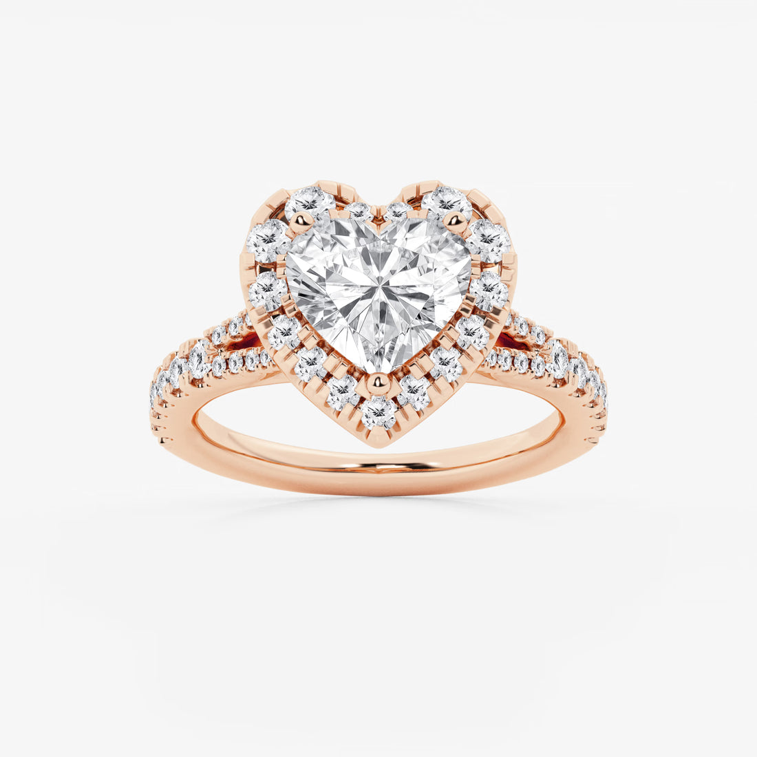Amorette Halo Heart Cut Lab-Grown Diamond Split Shank Engagement Ring